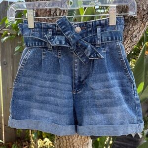 Almost Famous High Rise Paperbag Waist Denim Shorts
